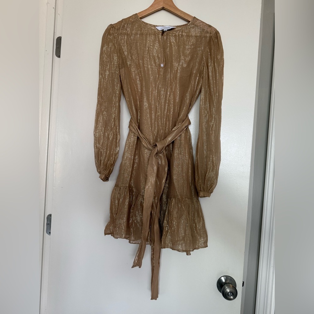 Intermix Silk Blend Gold Metallic Dress
